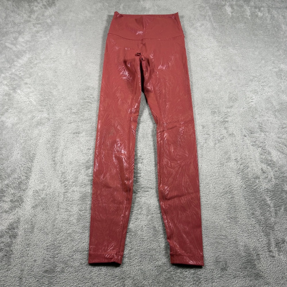Lululemon Wunder Under High-Rise Tight 28" Shine Women 2 Cranberry Pink‎ Foil